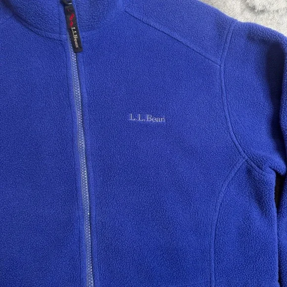 L.L. Bean Outdoors Blue Fleece Full Zip Long Sleeve Turtle Neck Sweater Small - Picture 2 of 8